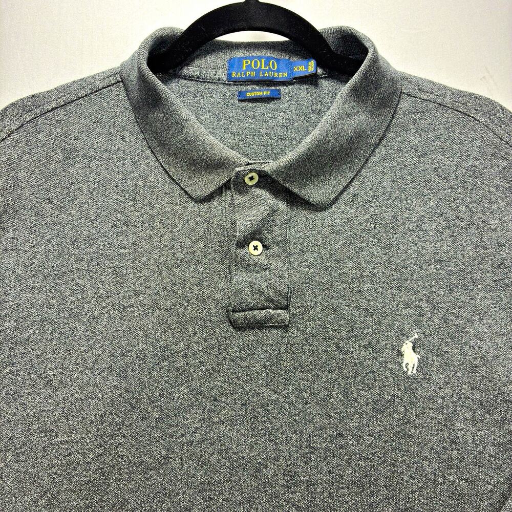 Polo Ralph Lauren Men’s XXL Gray Custom Fit Long Sleeve Cotton Polo Pony Logo